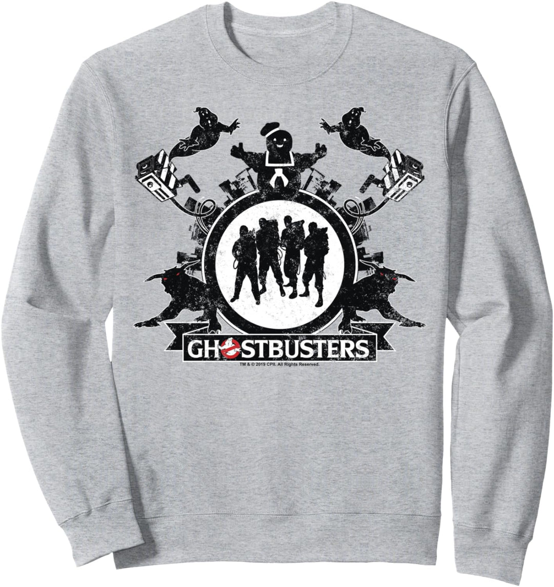 Ghostbusters Group Shot Silhouette Distressed Poster Sweatshirt