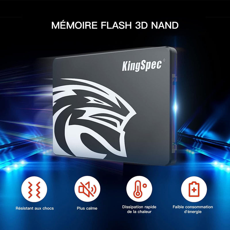 KingSpec 1TB 2.5" SATA SSD Festplatte Intern SATA 3 interne SSD 3D NAND Flash, kompatibel mit Deskto