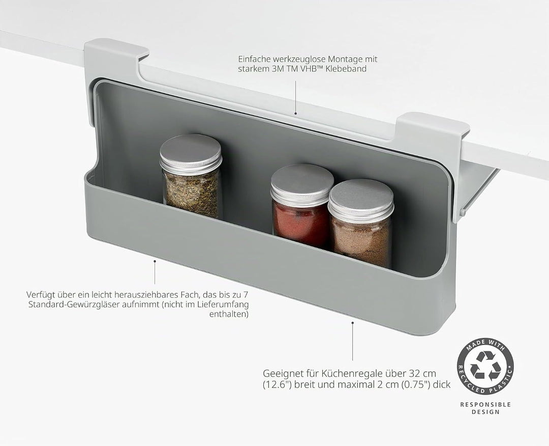 Joseph Joseph CupboardStore Unterregal Gewürzregal, Platzsparender Küchenorganizer, recyceltem Plast