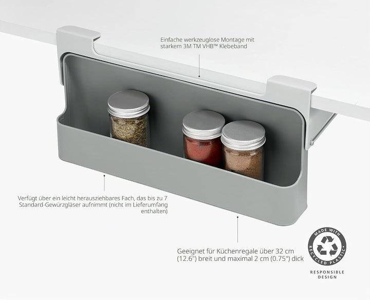 Joseph Joseph CupboardStore Unterregal Gewürzregal, Platzsparender Küchenorganizer, recyceltem Plast