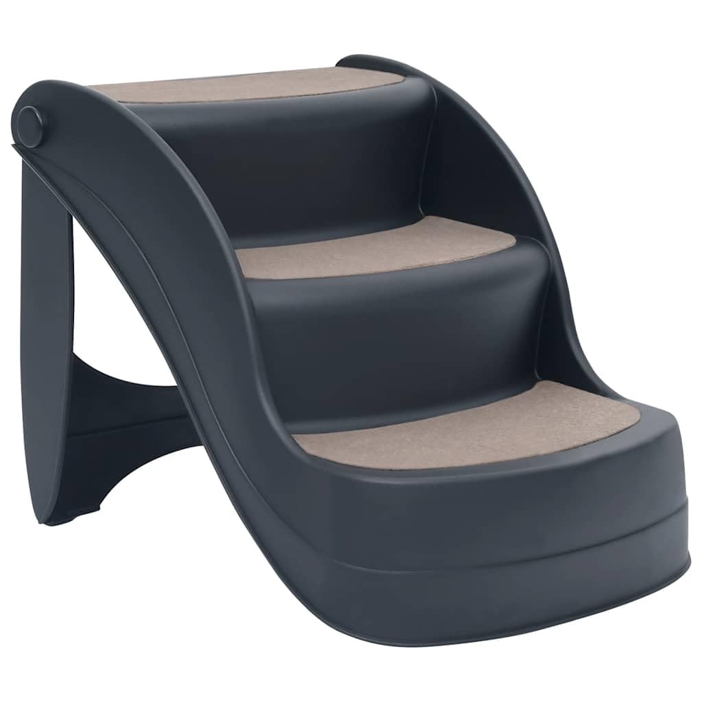 vidaXL Faltbare 3-stufige Hundetreppe dunkelgrau