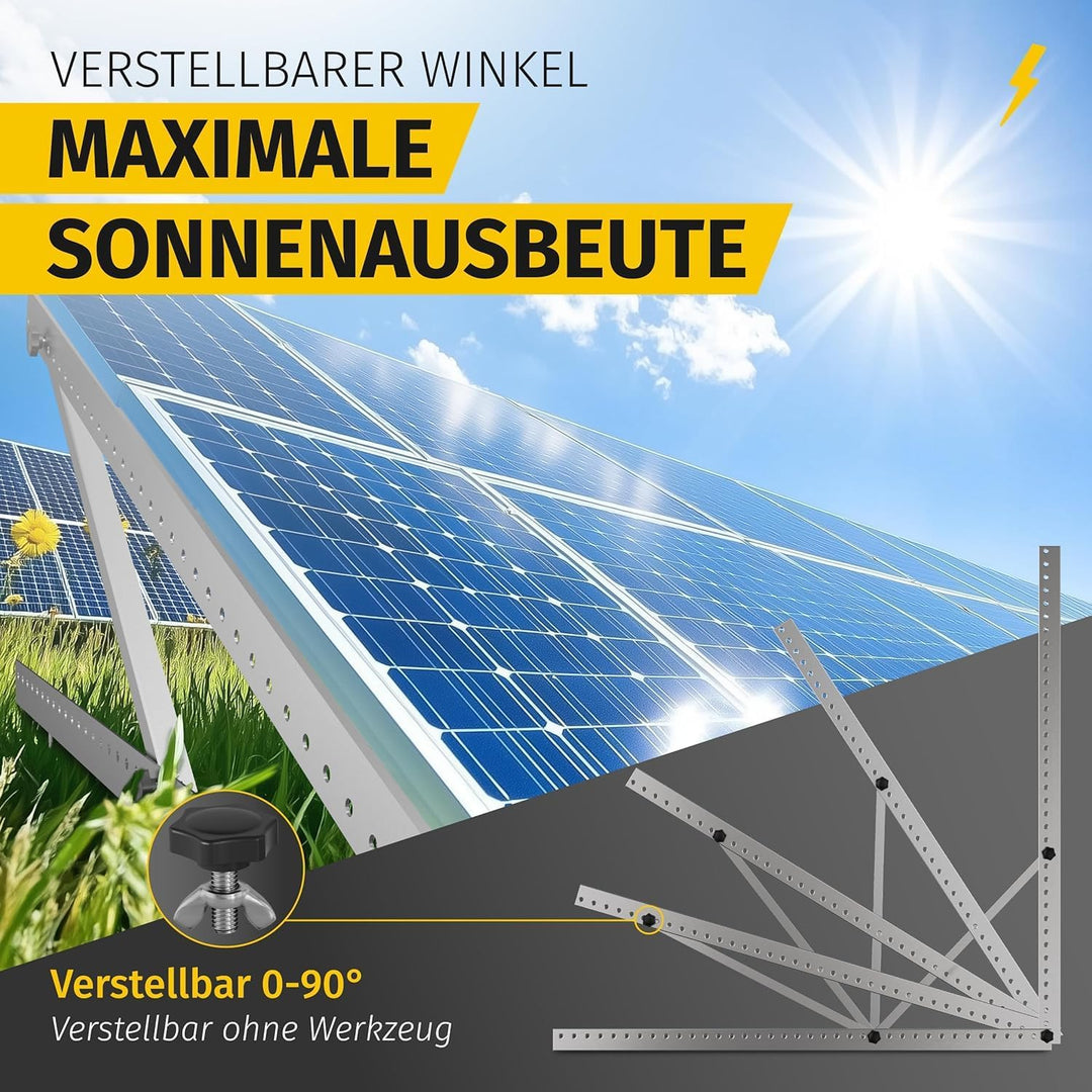 Avoltik Balkonkraftwerk Halterung 2er Set [0% MwSt.] - Solarpanel Halterung Flachdach [0-90° verstel