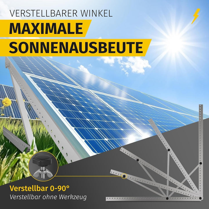 Avoltik Balkonkraftwerk Halterung 2er Set [0% MwSt.] - Solarpanel Halterung Flachdach [0-90° verstel