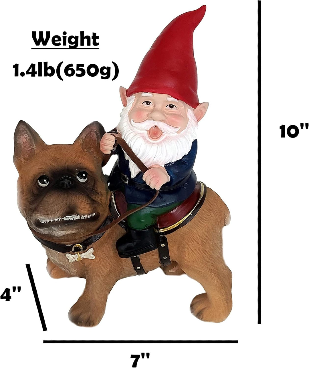Funny Guy Mugs Gartenzwerg und eine französische Bulldogge Statue - Innen- und Aussenbereich Gartenz