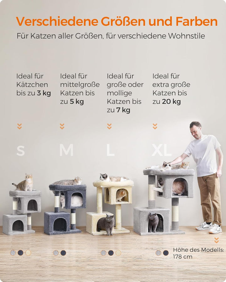 Feandrea Kratzbaum klein, 67 cm Katzenbaum, Katzenhaus für Kätzchen bis zu 3 kg, grosse Plattform, S