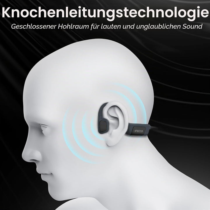 IFECCO Kopfhörer Schwimmen, Knochenschall Kopfhörer Bluetooth 5.4, IP68 wasserdichte Open Ear Kopfhö