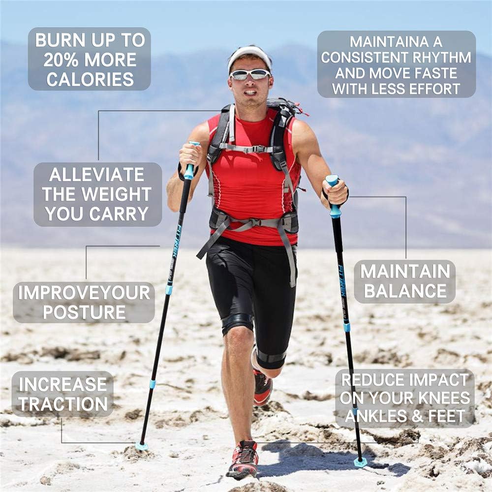 FitTrek Wanderstöcke Trekkingstöcke - Walking Stöcke Teleskop - Nordic Walking Stock Verstellbar Lei