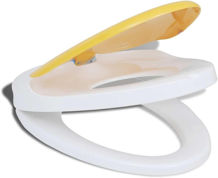 Toilettensitz mit Absenkautomatik Soft-Close Kinder und Erwachsene Weiss Gelb, WC Klo Brille aus Pol