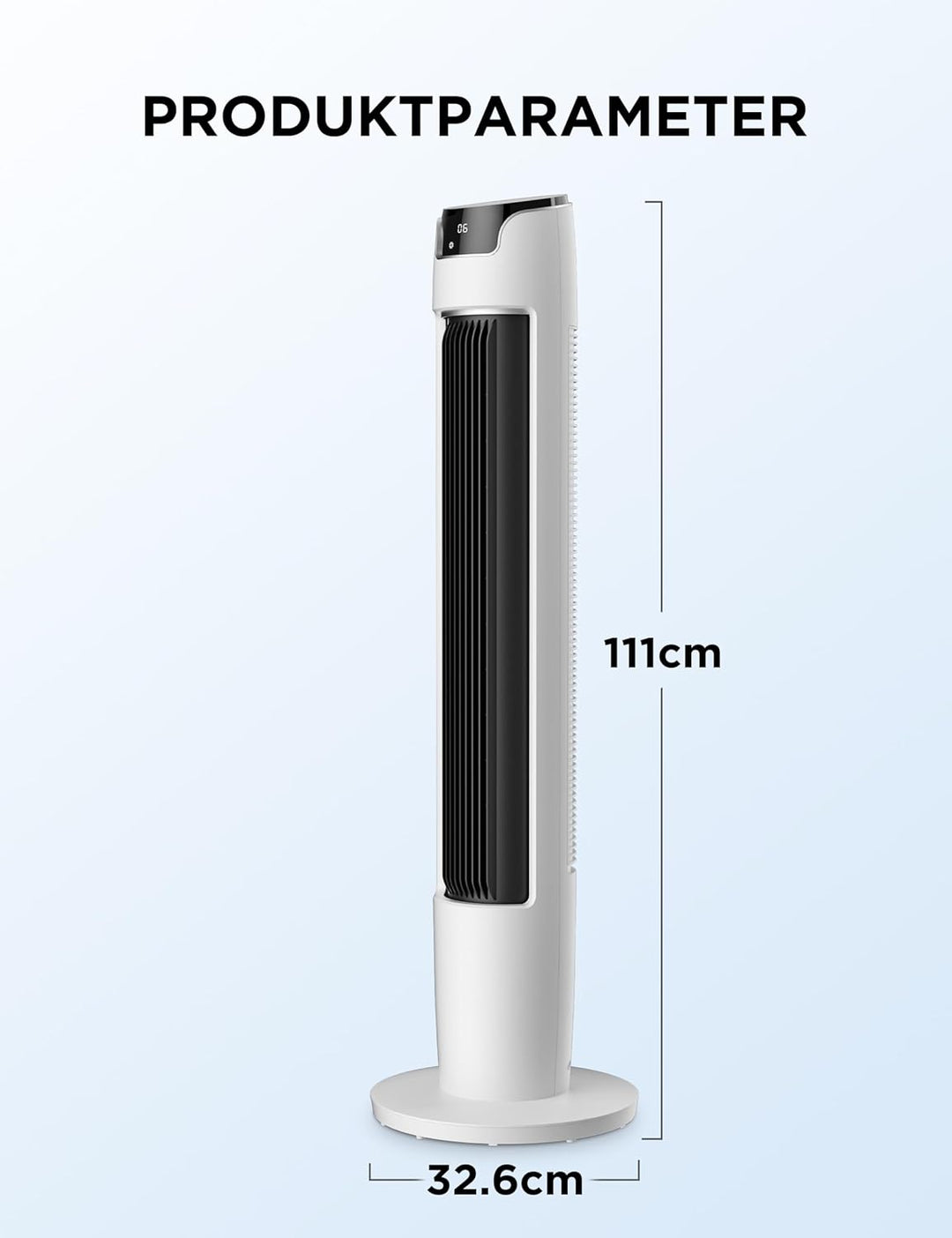 Midea FZ10-16AR Turmventilator mit Fernbedienung 110 cm,Standventilator mit Oszilation 60°,6 Geschwi
