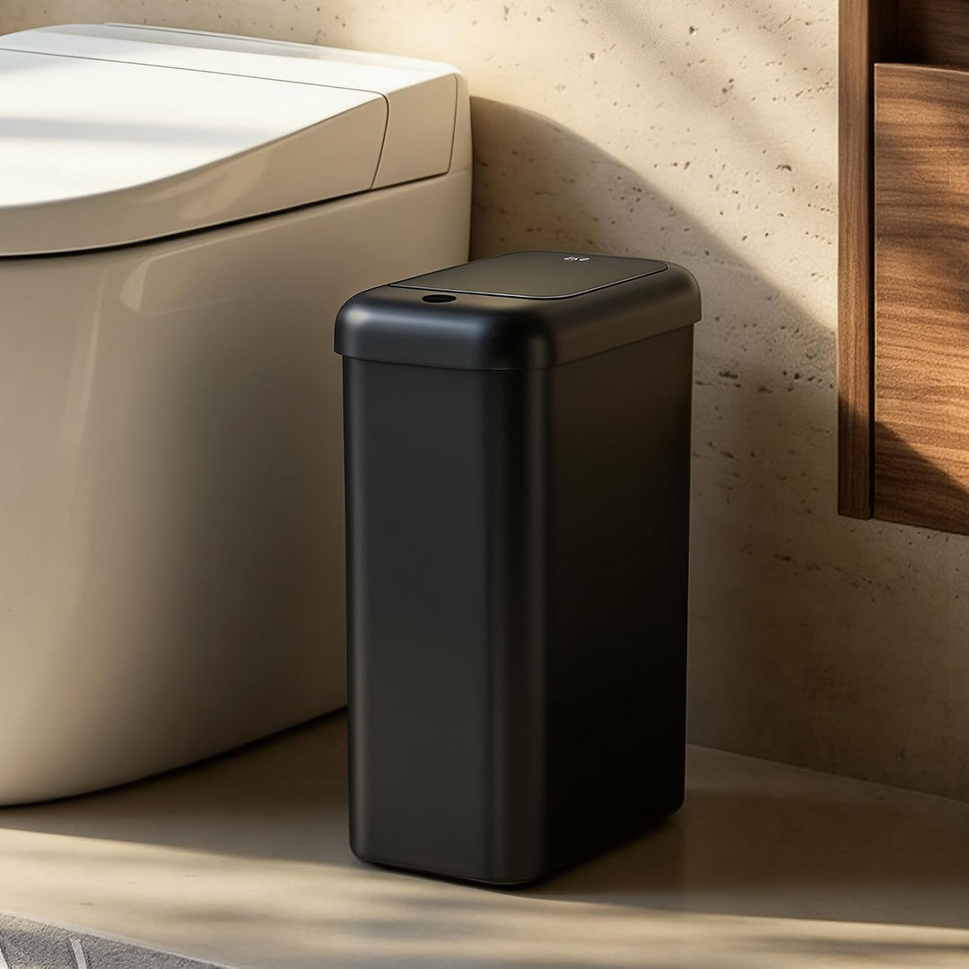 EKO Automatischer Badezimmer-Mülleimer mit Deckel, 10L Schlanker Sensor Abfalleimer, Wasserdichter B