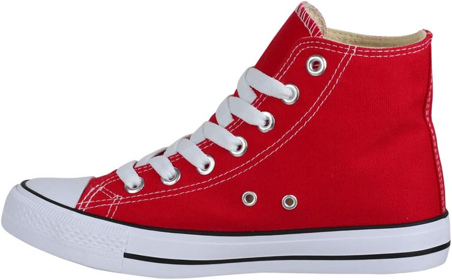 Elara Unisex Sneaker Sportschuhe High Top Turnschuh Chunkyrayan 36 EU Rot Basic, 36 EU Rot Basic