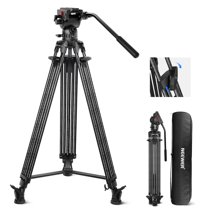 NEEWER LL34 78" Kamera Videostativ One Step Schnellspanner mit Dämpfungsflüssigkeitskopf robustes Ko