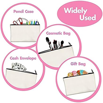 Jevina 50 Stück DIY Stoffbeutel Klein, Kosmetiktasche Klein, Leinwand ReiiVerschluss Tasche Bleistif