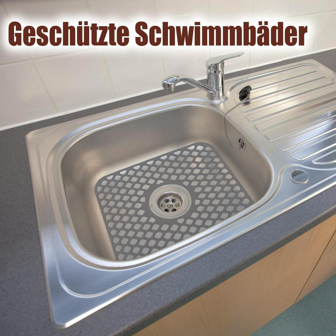 Silikon SpüLbeckeneinlage, Zusammenklappbar rutschfeste SpüLbeckenmatte Silikon 34x29 cm (Graues hin