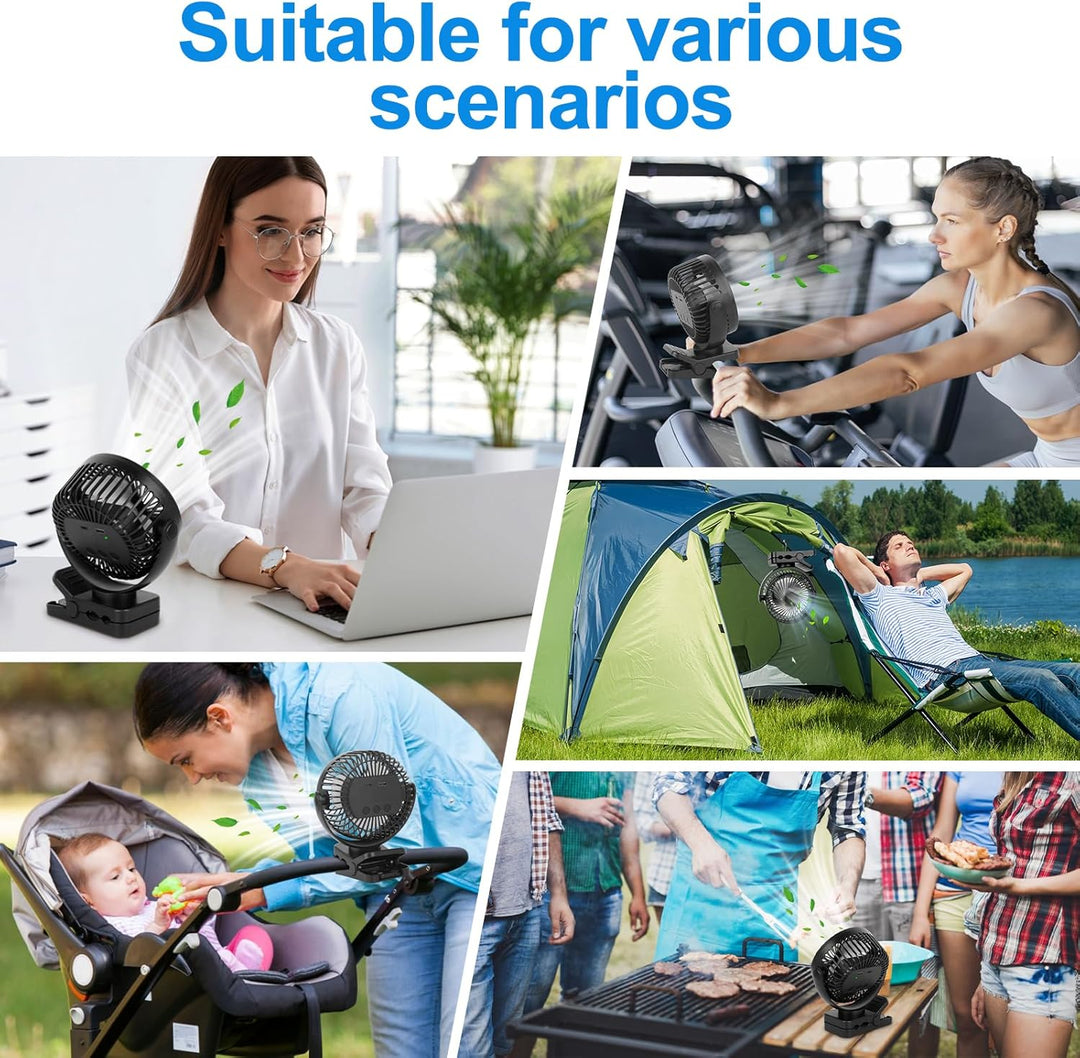 12000mAh Camping Ventilator, Clip Ventilator Akku mit Fernbedienung, Wiederaufladbarer Tischventilat
