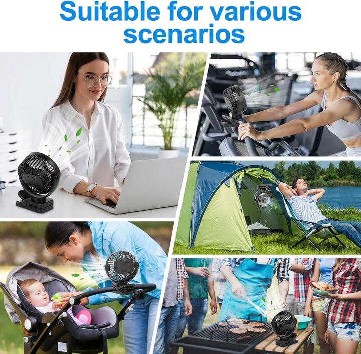 12000mAh Camping Ventilator, Clip Ventilator Akku mit Fernbedienung, Wiederaufladbarer Tischventilat
