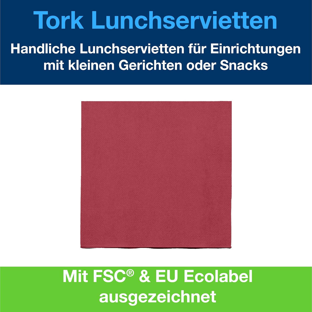Tork 477213 Lunchservietten Bordeauxrot / 2-lagige Servietten für kleine Gerichte &amp; Snacks / Advance