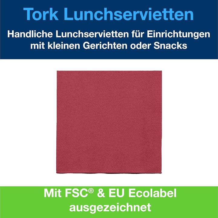 Tork 477213 Lunchservietten Bordeauxrot / 2-lagige Servietten für kleine Gerichte &amp; Snacks / Advance