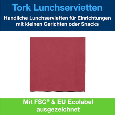 Tork 477213 Lunchservietten Bordeauxrot / 2-lagige Servietten für kleine Gerichte & Snacks / Advance