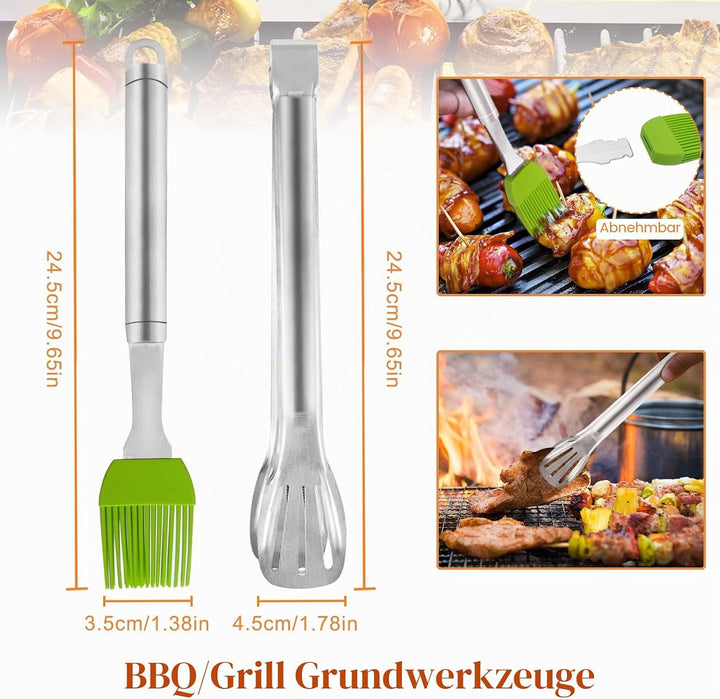 MAIKEHIGH Grillspachtel Plancha Kit Edelstahl Grillbesteck - 9 Stück Schwerer Edelstahl Pfannenwende
