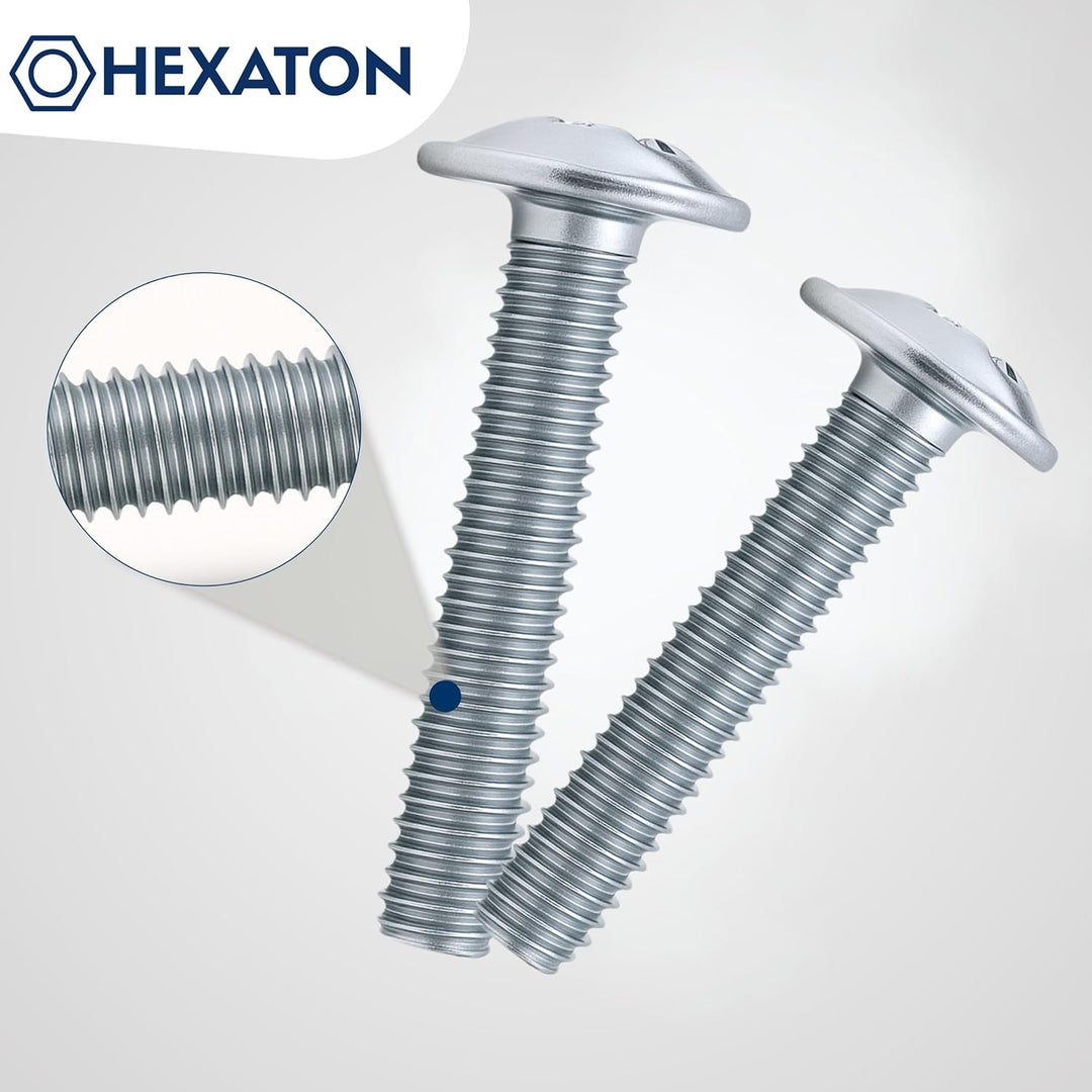 HEXATON Kreuzschlitzschrauben mit Linsenkopf mit Flansch Pozidriv – M4 x 43 mm – 100 Stück – DIN 967