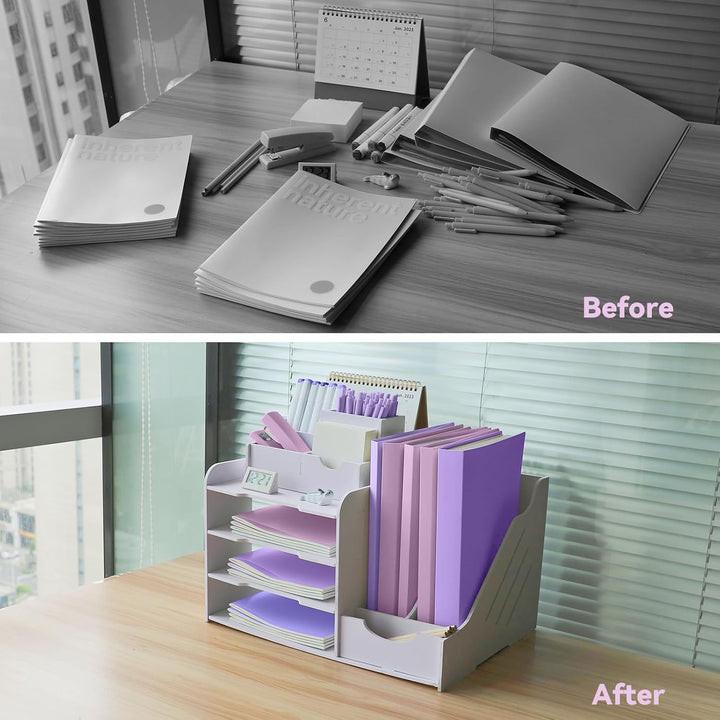 Briefablage Organizer, A4 Papier Ablagefächer, 4-stöckiges Büro Aktenablage, Schreibtisch Datei Tidy