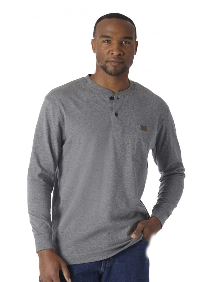 Wrangler Henley-Shirt für Herren, langärmelig XL Charcoal Gray, XL Charcoal Gray