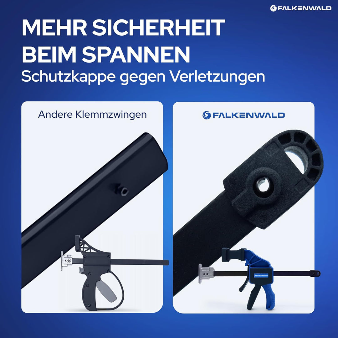 Falkenwald® Einhandzwinge Set 2 Stück für Bosch Führungsschiene - Zum Spannen, Dehnen, Fixieren mit