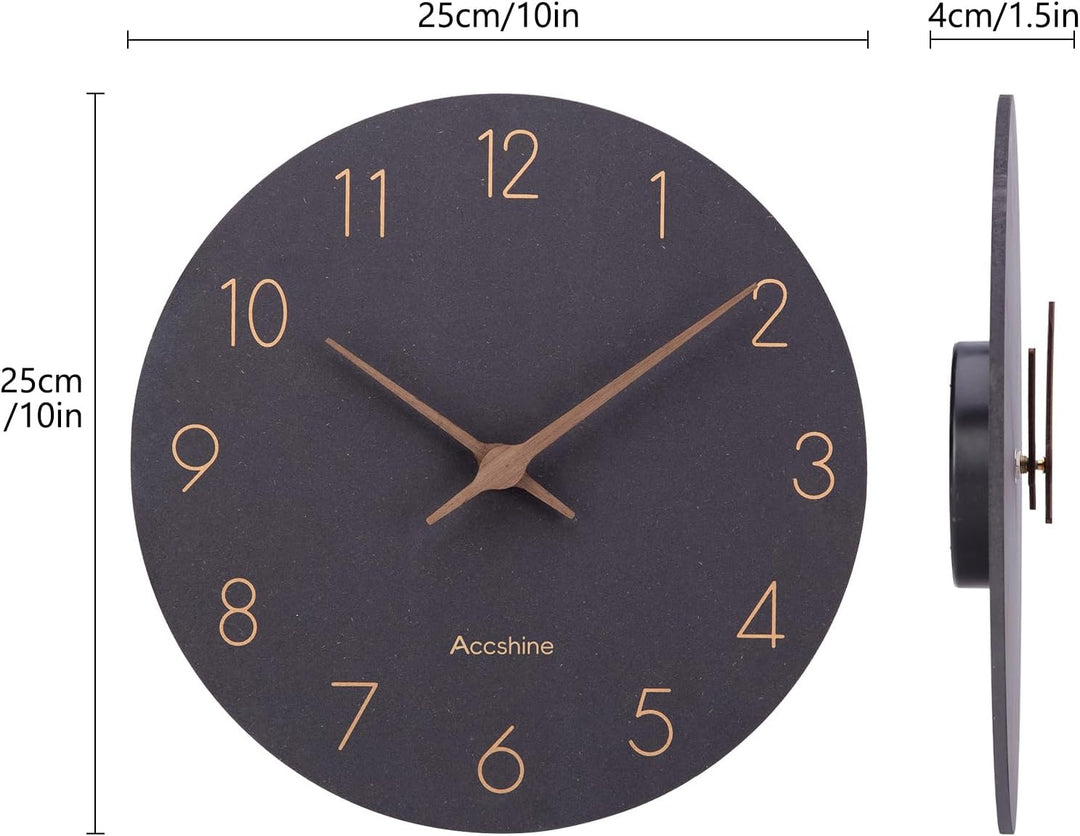 MDF Holz Wanduhr Ohne TickgeräUsche Lautlos Modern 25cm Quarz Gross Batterie Betriebene Wanduhr Einf