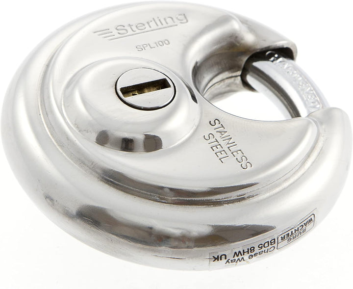 Sterling SPL080 60 mm Scheiben-Vorhängeschloss – geschlossener Bügel, grau Scheiben-Vorhängeschloss