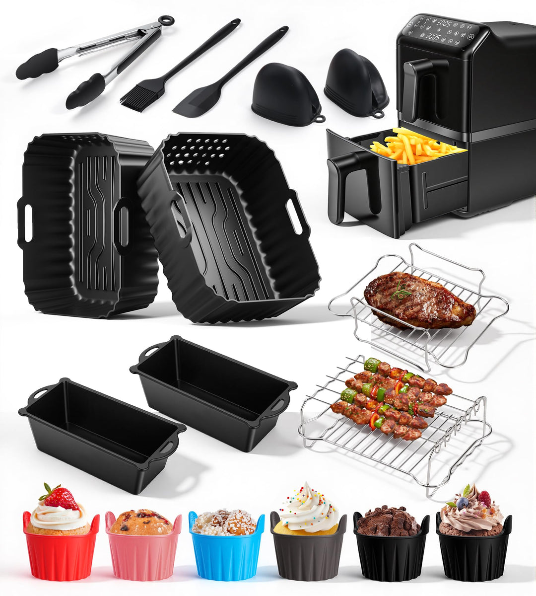 21PCS Silikonform Heissluftfritteuse für Philips NA460, Philips Airfryer 4000 serie 10L Airfryer Zub