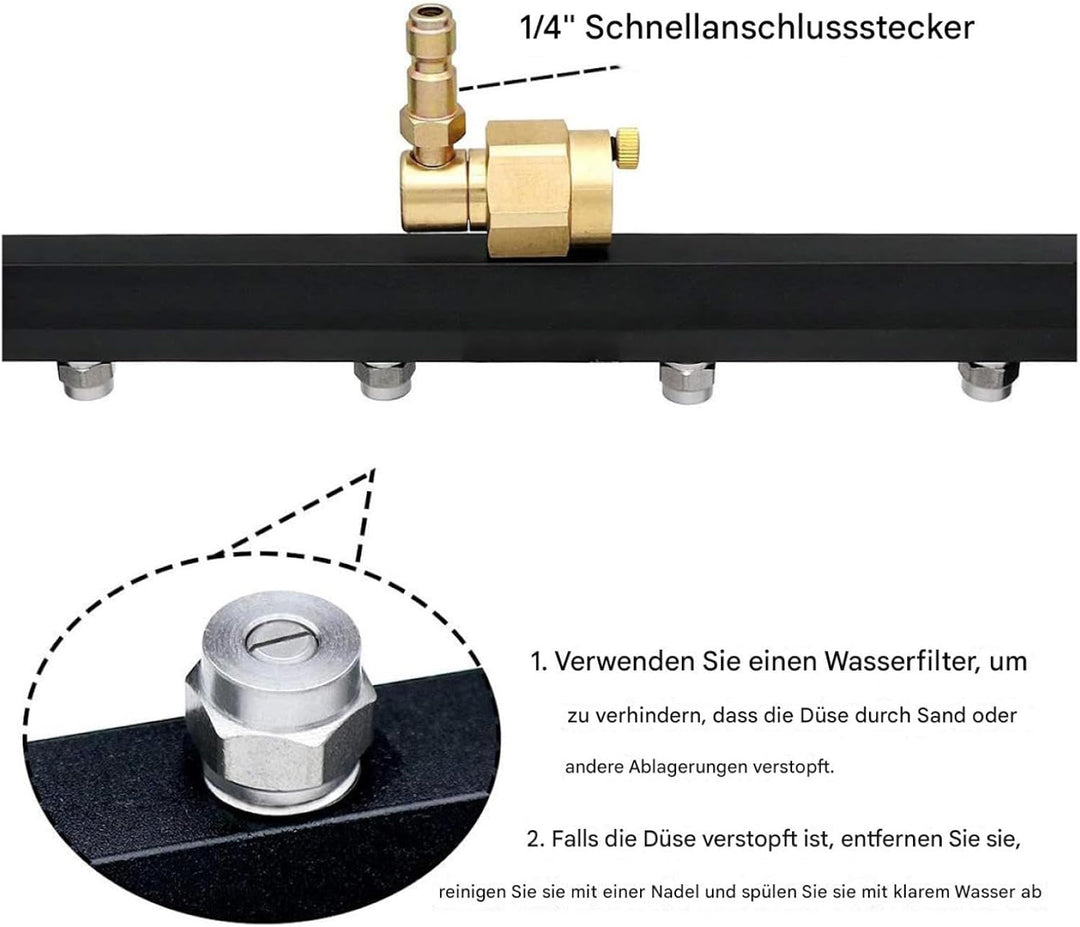 Auto Hochdruck Unterbodenreiniger - 16" Unterbodenwäsche Mit 2 Verlängerungsrohren & 60° Winkelstab,
