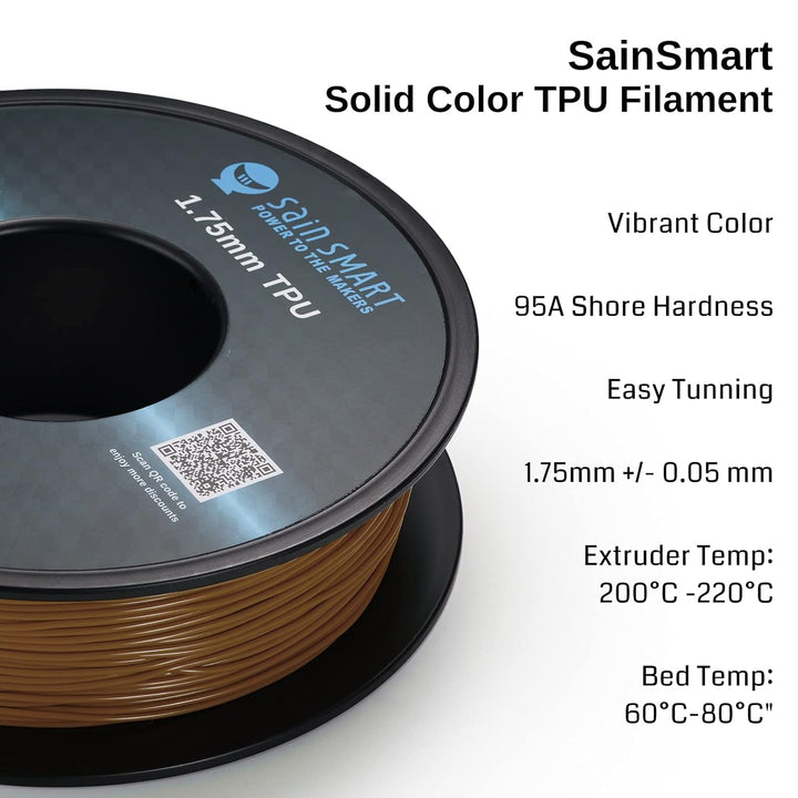 SainSmart TPU Filament 1.75, Caramel Flexible TPU 3D Druck Filament, Solid Color TPU, 1.75mm, 0.8kg,