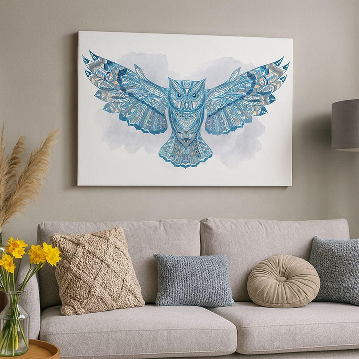 Bilder auf Leinwand Eule Flügel Tierwelt Grafik Leinwandbild 70x50cm Wandbilder Dekoration Wohnzimme