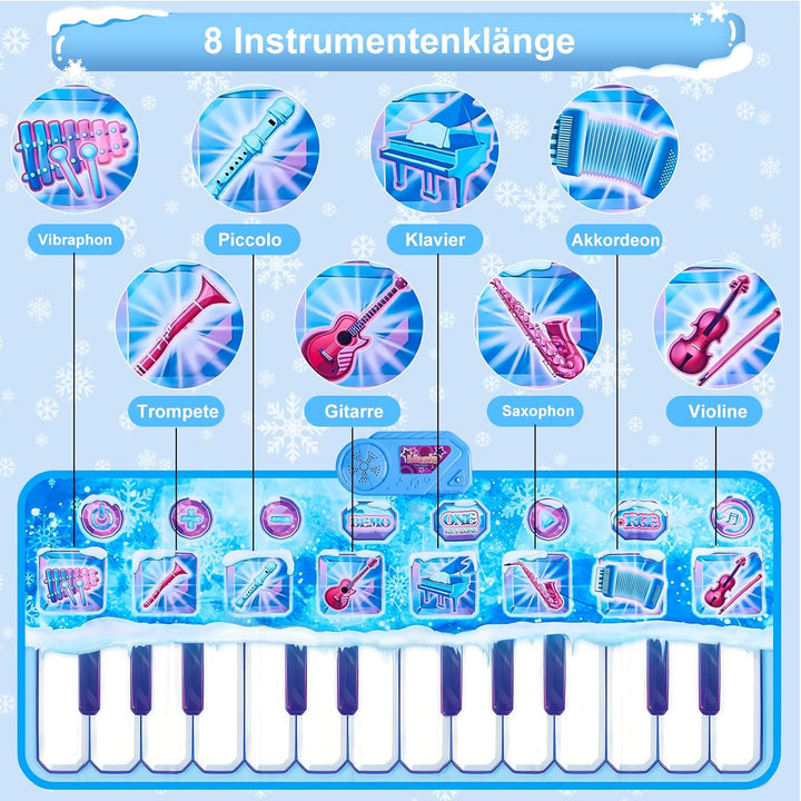 GuKKK Klaviermatte,1.6M Lange Tanzmatte 24 Tasten, Musikmatte Kinder Spielzeug Mädchen 5 Spielmodi,