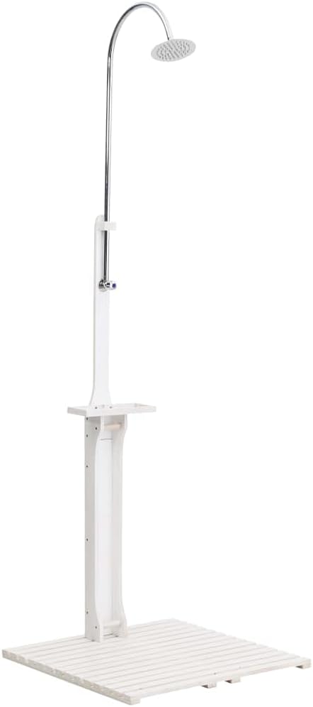 vidaXL Holz Gartendusche mit Bodenelement Drehbare Duschkopf Aussendusche Pooldusche Campingdusche D