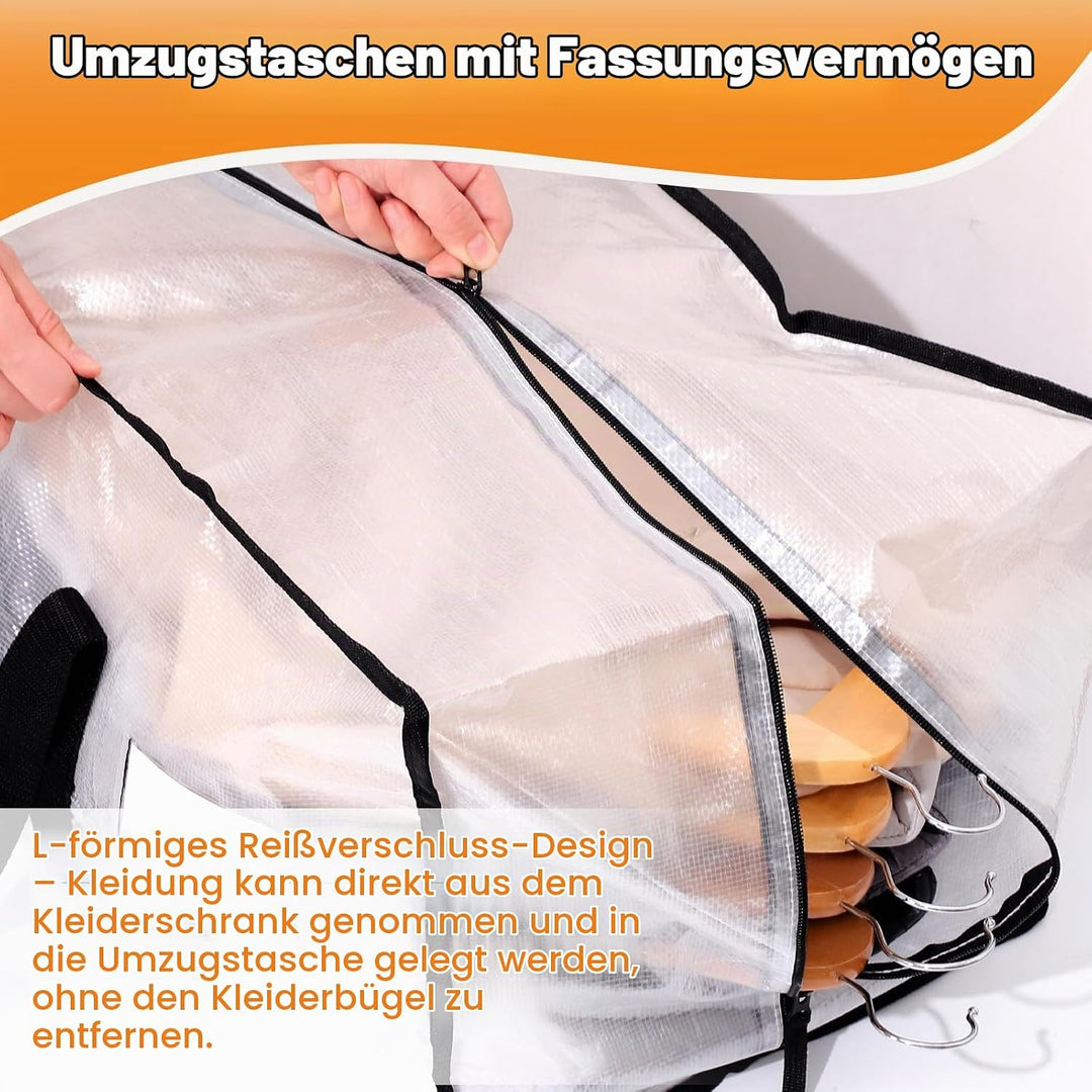 6 Stück 90L Aufbewahrungstasche, Heavy-Duty Weihnachtslager Transparente Umzugskartons Grosse mit Re