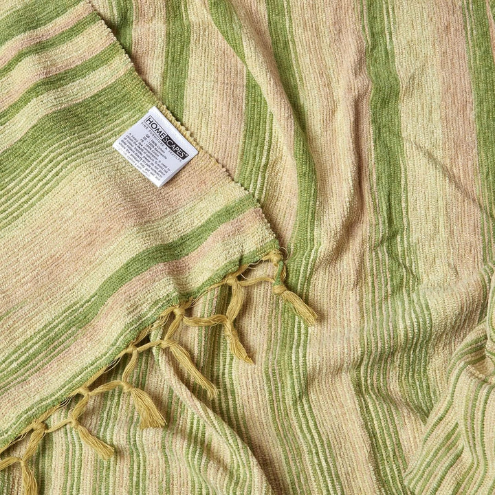 Homescapes Chenille-Tagesdecke, grün/olivgrün, Wohndecke 150 x 200 cm, Sofaüberwurf/Plaid aus 100% B