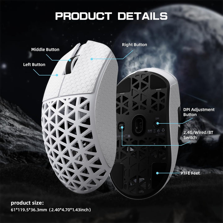 MAMBASNAKE M5 Ultra Carbon Fiber 8000Hz Kabellose Gaming-Maus mit Bis zu 42000 DPI, 39g Ultraleicht,