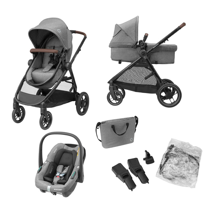 Maxi-Cosi Zelia S Trio Kinderwagen 3 in 1 Komplettset, 0-4 Jahre, bis 22 kg, Zusammenklappbar, Kompa