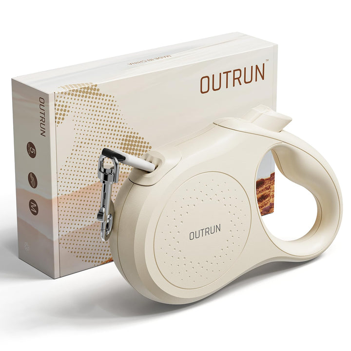 Outrun Einziehbare Hundeleine, 4,5 m, bis zu 25 kg, Starkes Nylonband, kein Verheddern, Robustes Ein