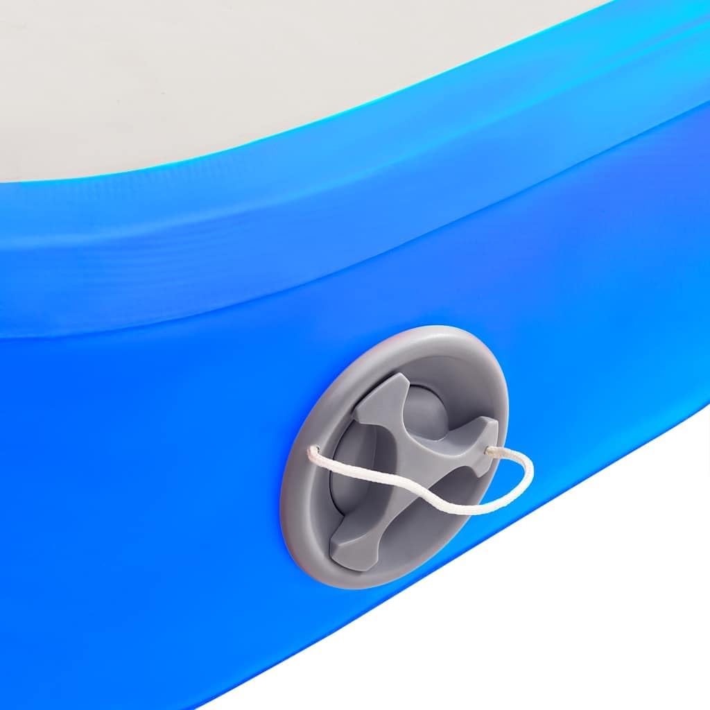 Aufblasbare Gymnastikmatte 800x100x PVC Blau mit Pumpe rutschfest wasserdicht reissfest gelenkschone
