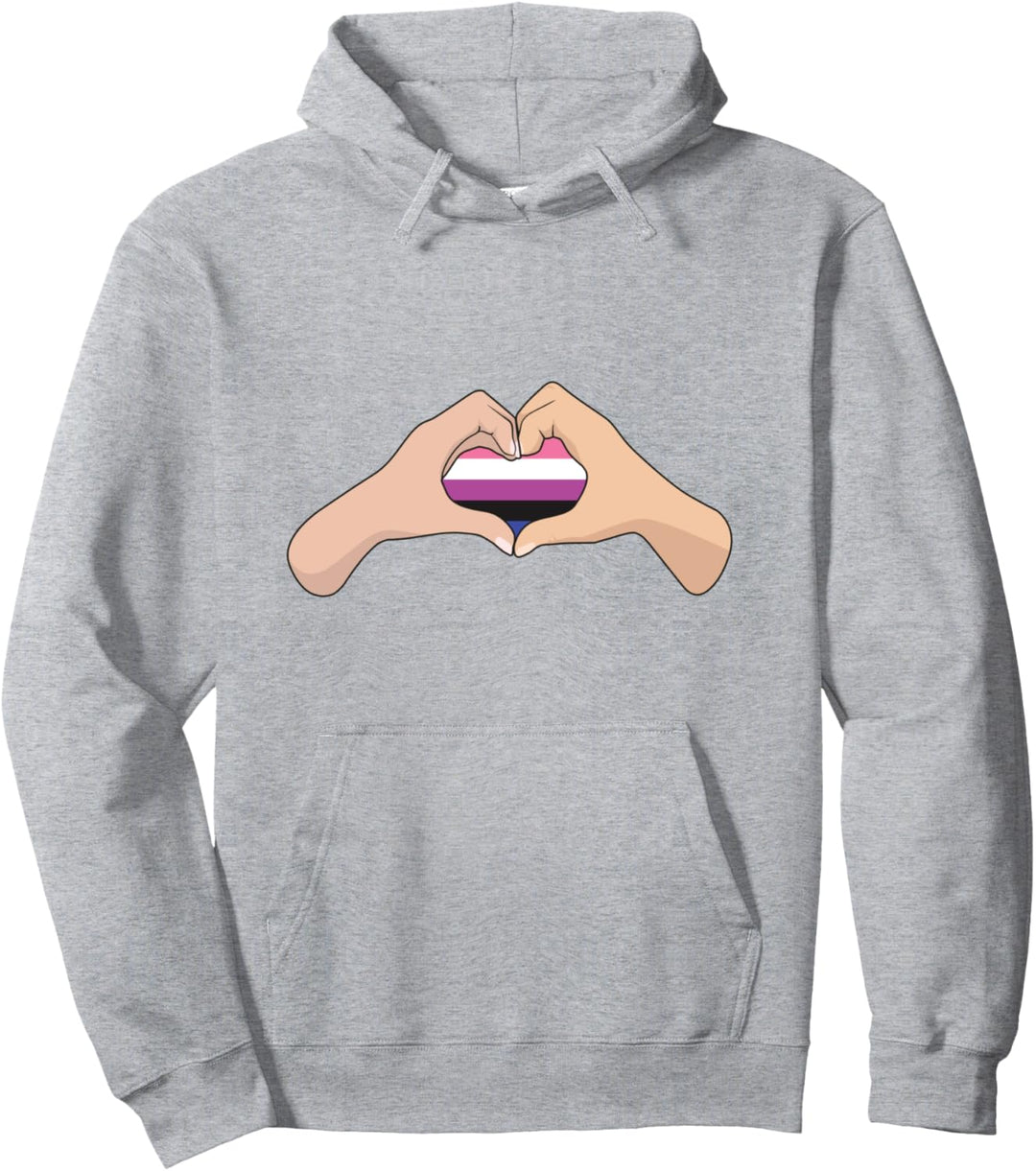 LGBTQ Genderfluid Pride Flag — Hand-Herz-Zeichen Genderfluid Pullover Hoodie