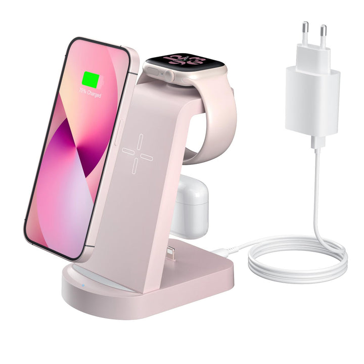 Kabellose Ladestation,Wireless Charger 3 In 1 induktive Kabelloses Ladegerät mit 18W Adapter,kompati