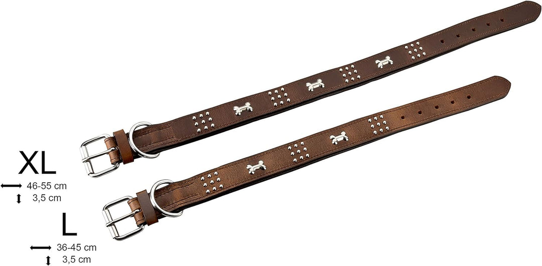 Schnüffelfreunde Nala Halsband für Hunde aus Leder mit Applikation und Nieten, Hundehalsband für den