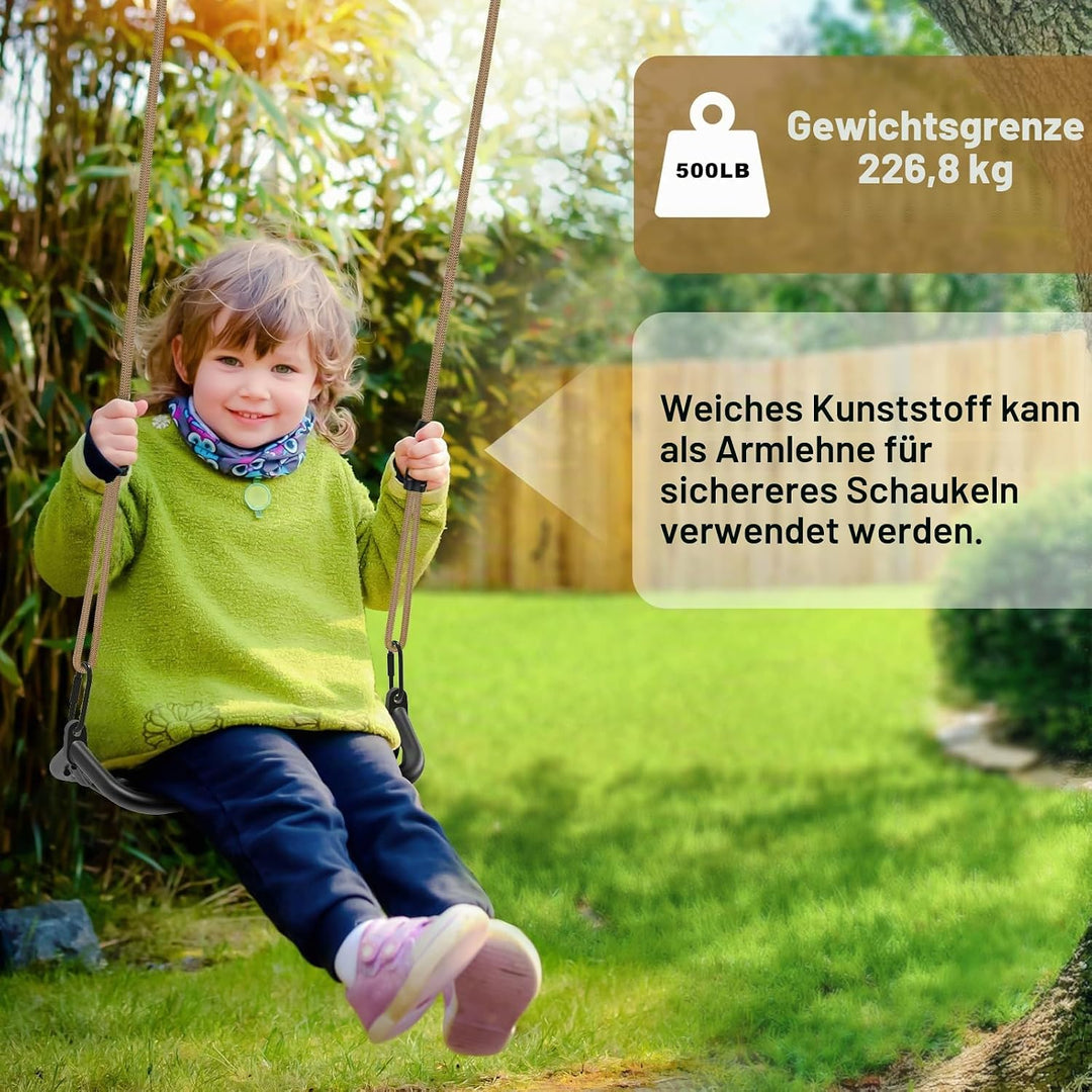 SELEWARE Schaukel Outdoor Kinder Schaukelsitz - Indoor Erwachsene Swing Schwarz Schaukelbrett Höhenv