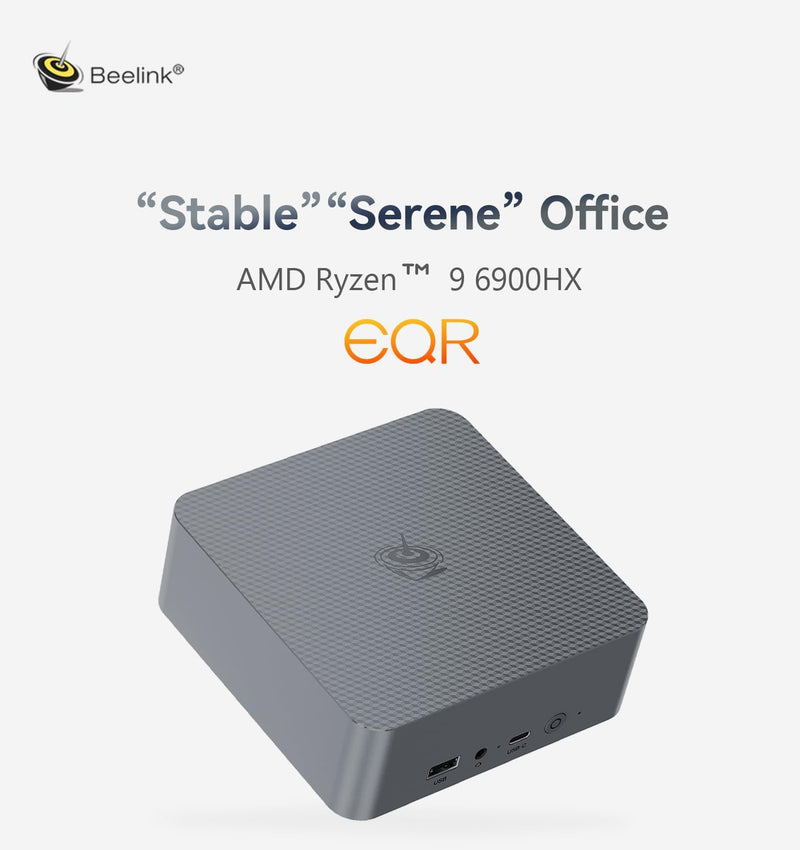 Beelink EQR6 Mini PC, AMD Ryzen 9 6900HX (8C/16T up to 4.9Ghz), 32G DDR5 RAM 500GB PCIe4.0 SSD Mini