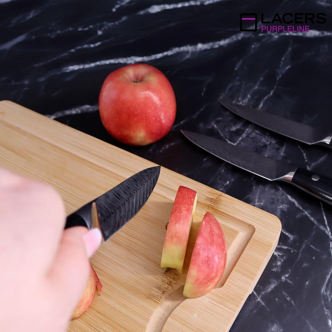 Lacers PurpleLine Messer Set 3-teilig – Allzweckmesser 5" aus rostfreiem Edelstahl 7Cr17 – Küchenmes