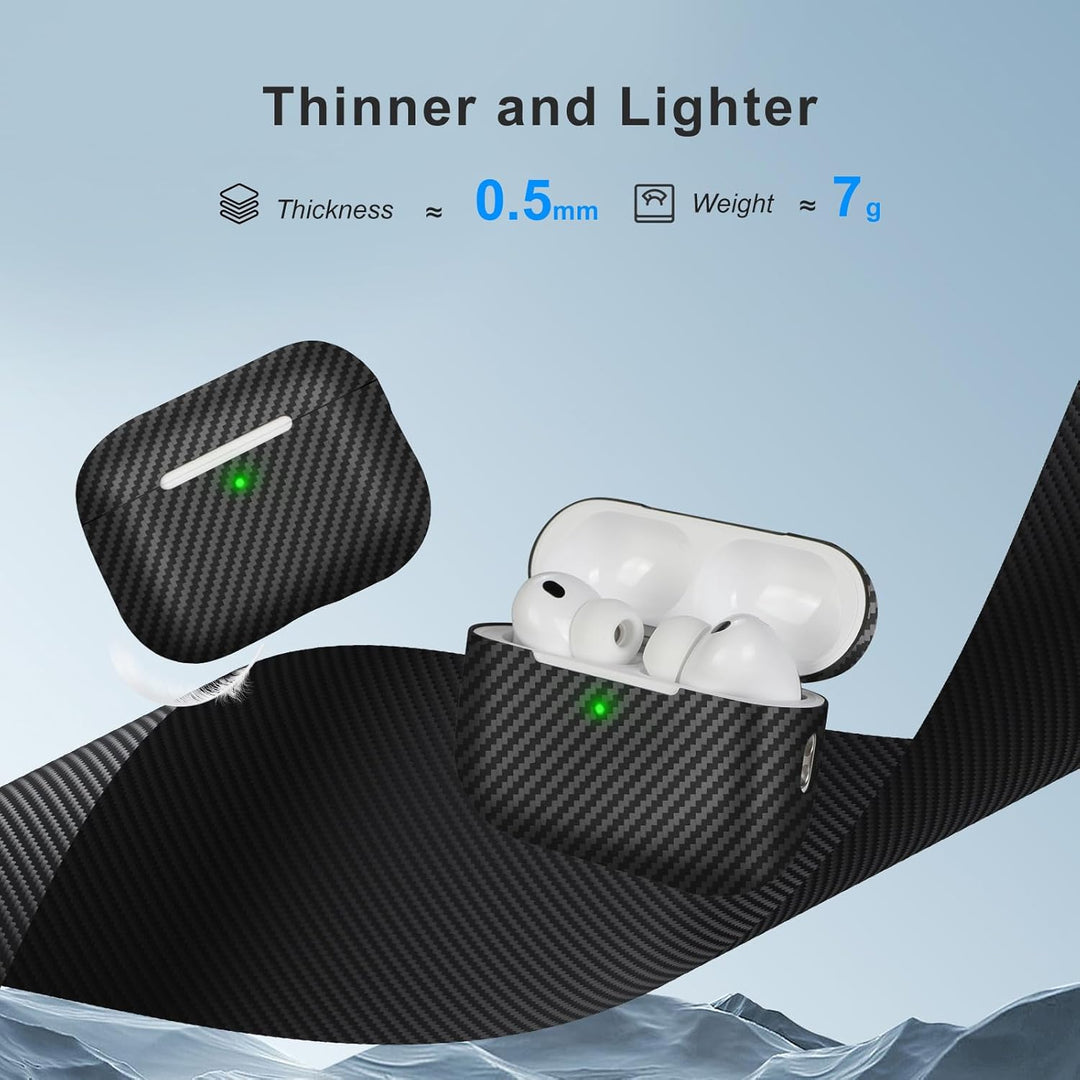 memumi Carbon Hülle für AirPods Pro 3, 0.5 mm Superdünne, Hülle aus echter Carbon für AirPods Pro 3