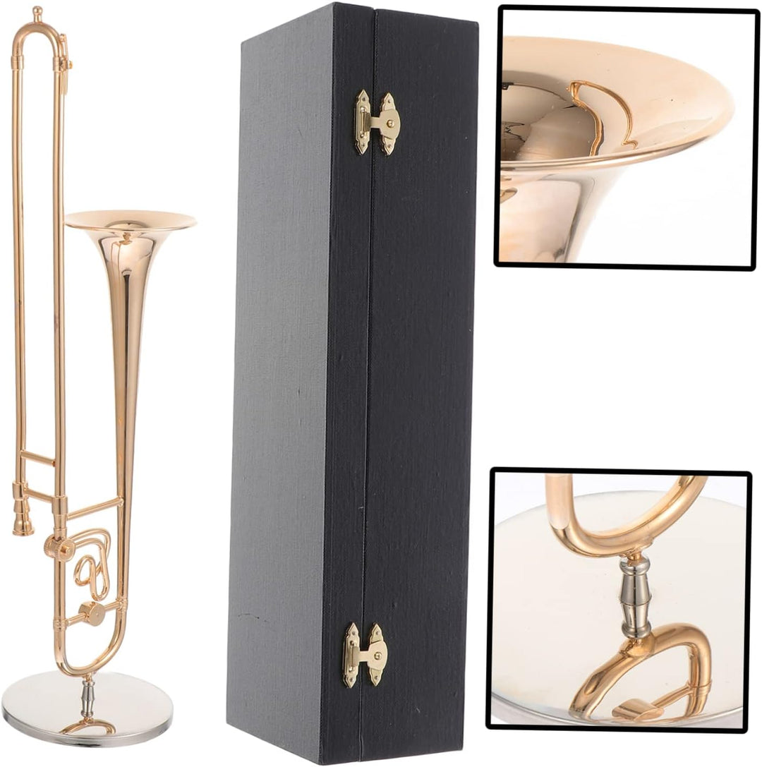 HEALLILY Miniatur Posaune Modell 4.3 Zoll Kleine Trombone Spielzeug Dekorative Blechblasinstrument F